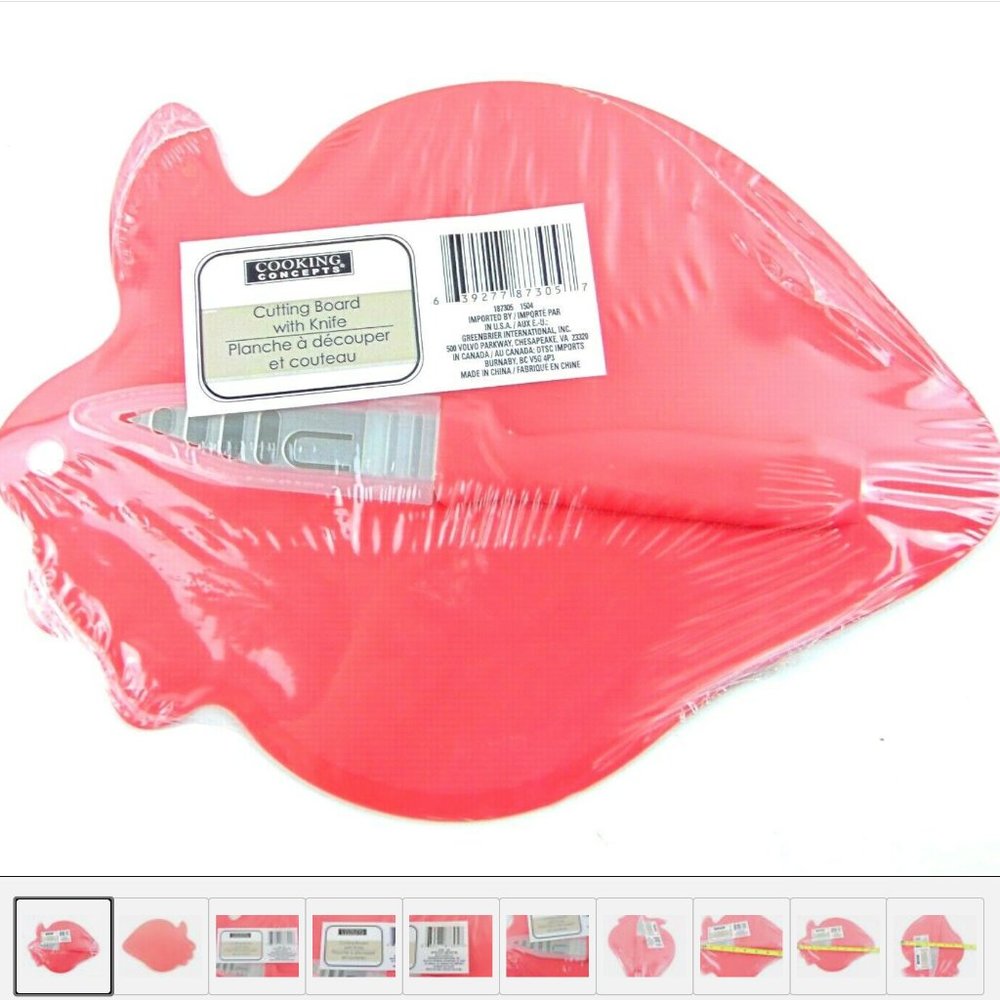 Cooking Concepts Cutting Board With Knife Red New